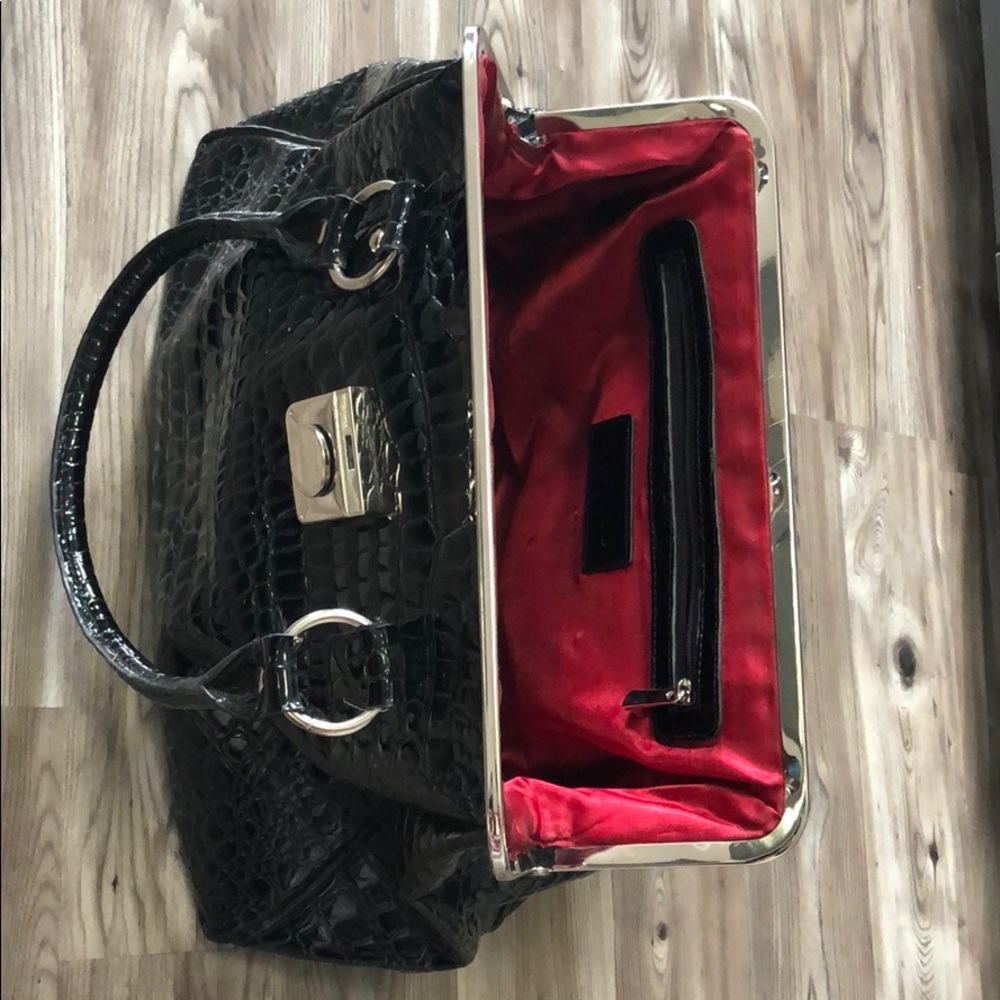 Black Crocodile skin style Satchel Bag